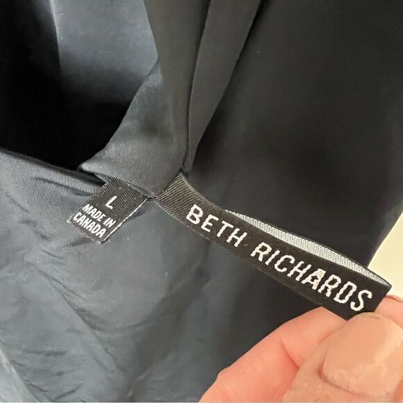 Beth Richards COCO Black One Piece Swimsuit Size Large Tie Shoulder U Back Swim - Picture 12 of 13